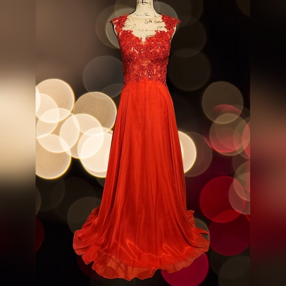 Aspeed Red Lace Prom Dress - Picture 1 of 8